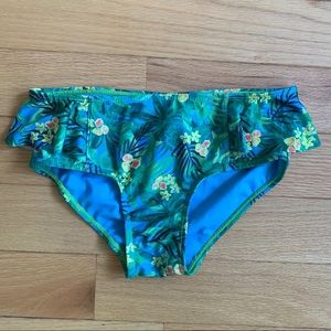 Tropical Print Ruffled Bikini Bottom